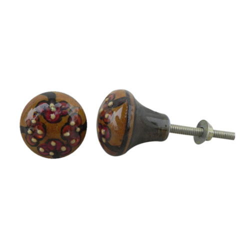 Indian Shelf 16 Pieces Kitchen Door Pulls for Cabinets | Floral Door Knob | Farmhouse Cabinet Knobs Red | Drawer Knobs for Dresser Ceramic | Decorative Dresser Knobs | Drawer Pull Knob
