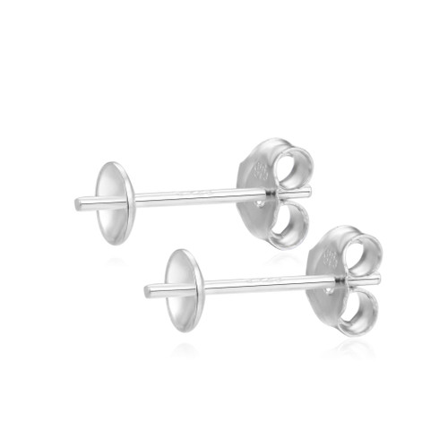 20 Pairs Adabele Authentic 925 Sterling Silver Earring Posts 0.9mm Pin Stud Earrings 4mm (0.16 Inch) Small Setting Pearl Cup with Earnut Back Safety Clutches SS320-4