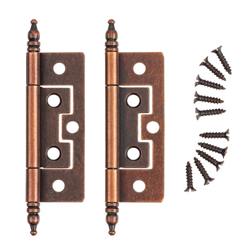 Statuary Bronze Non-Mortise Butt Hinge with Steeple Finial | Pack of 20 | Cabinet Door Hinges | Furniture Hardware | UA-223-HAC (10)