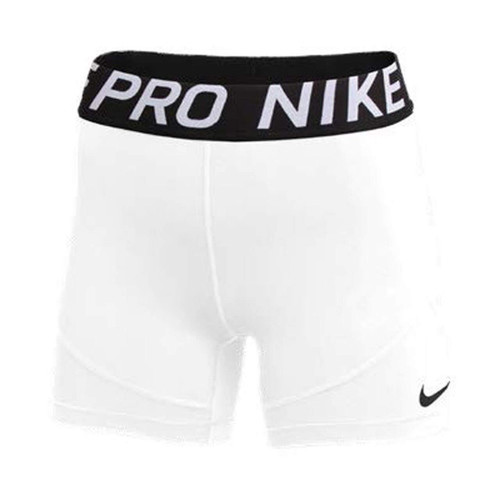 Nike Womens Pro 5 Team Training Shorts (White, Large)
