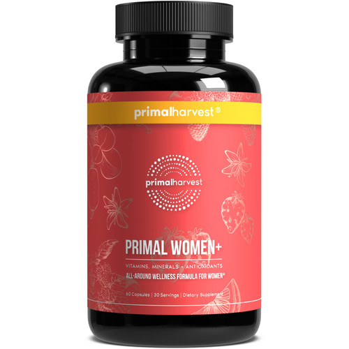 Primal Harvest Women+ Multivitamin Multivitamin for Women Nutritional Supplement with Lutein, lycopene, and astaxanthin Plus 24 Vitamins and Minerals, 60 Capsules