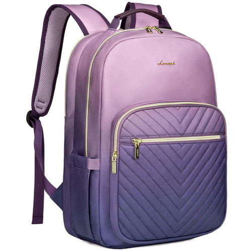 LOVEVOOK Laptop Backpack Purse for Women, Work Business Travel Computer Bags, Teacher Nurse Backpack for Womens, Quilted Casual College Daypack with USB Port, Fit 15.6 Inch Laptop, Gradient