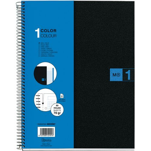 Miquelrius Single Subject Spiral Notebook, Graph/Quad Pages, Blue, 80 Sheets (8.5" x 11")