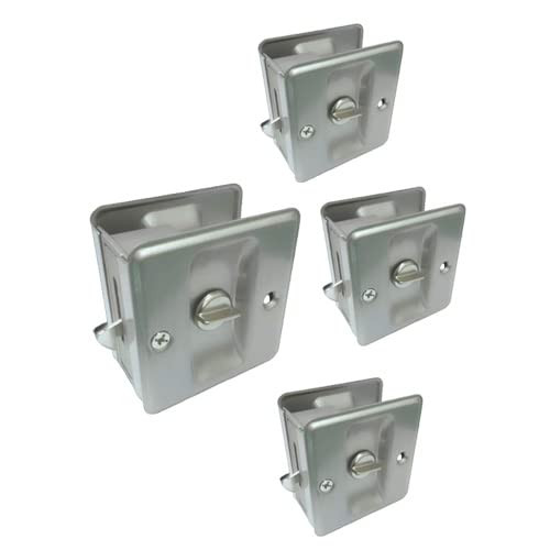QCAA Solid Brass Sliding Door Pull Door Pocket (4pack, Satin NKL (Lockable))