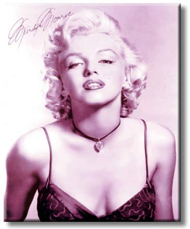 Marilyn Monroe Portrait with Autograph Picture on Stretched Canvas Wall Art, Ready to Hang!