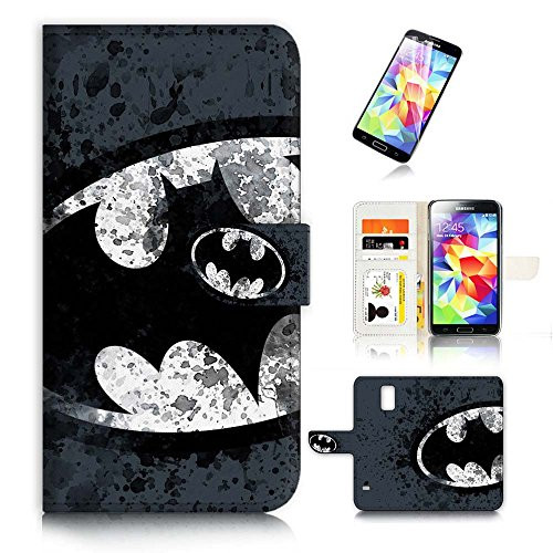 ( For Samsung Galaxy S5 ) Flip Wallet Case Cover & Screen Protector Bundle! A8183 Batman