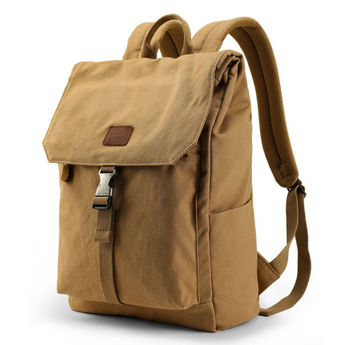 XINCADA Canvas Laptop Backpack Travel Backpack Rucksack for Men Women College Backpack Fits 15.6" Laptop Vintage Backpacks Daypack for Traveling Work, Khaki