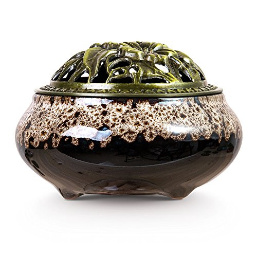 UINSOO Ceramic Incense Burner (For Sticks, Cones or Coils Incense) with Fireproof Cotton (Fambe Ivory) UINSOO Ceramic Incense Burner (For Sticks, Cones or Coils Incense) with Fireproof Cotton (Fambe Ivory)