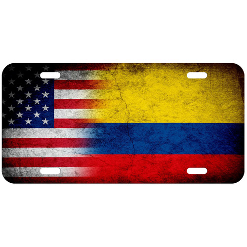 Aluminum License Plate - Flag of Colombia (Colombian) - Rustic/USA Aluminum License Plate - Flag of Colombia (Colombian) - Rustic/USA