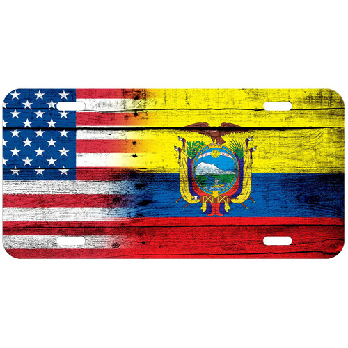 ExpressItBest High Grade Aluminum License Plate - Flag of Ecuador (Ecuadorian) - Wood/USA ExpressItBest High Grade Aluminum License Plate - Flag of Ecuador (Ecuadorian) - Wood/USA