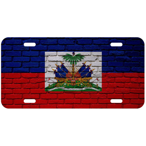 ExpressItBest Aluminum License Plate - Flag of Haiti (Haitian) - Bricks