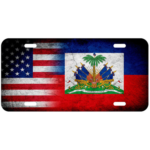 Aluminum License Plate - Flag of Haiti (Haitian) - Rustic/USA Aluminum License Plate - Flag of Haiti (Haitian) - Rustic/USA