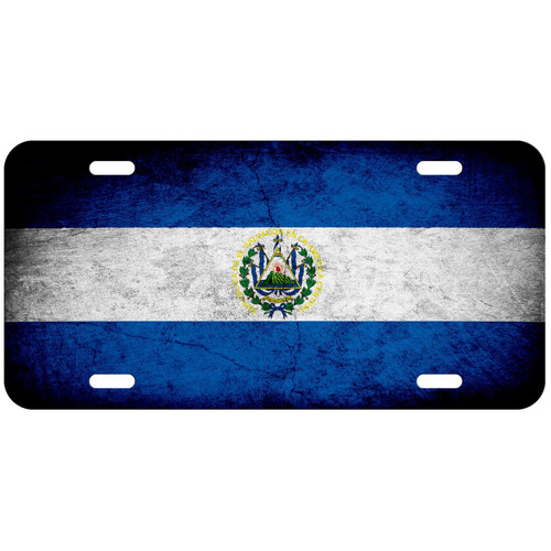 Aluminum License Plate - Flag of El Salvador (Salvadorian) - Rustic Aluminum License Plate - Flag of El Salvador (Salvadorian) - Rustic