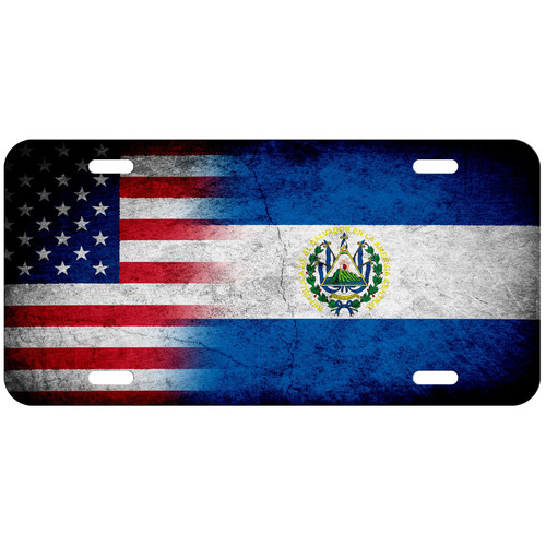 Aluminum License Plate - Flag of El Salvador (Salvadorian) - Rustic/USA Aluminum License Plate - Flag of El Salvador (Salvadorian) - Rustic/USA