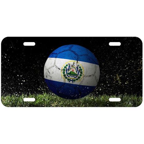 Aluminum License Plate - Flag of El Salvador (Salvadorian) - Soccer Aluminum License Plate - Flag of El Salvador (Salvadorian) - Soccer