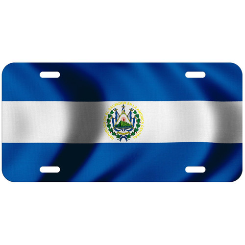 Aluminum License Plate - Flag of El Salvador (Salvadorian) - Waves Aluminum License Plate - Flag of El Salvador (Salvadorian) - Waves