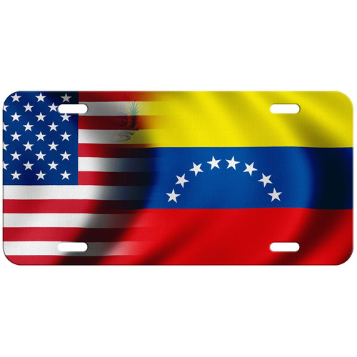 Aluminum License Plate - Flag of Venezuela (Venezuelan) - Waves/USA