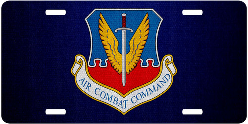 Premium Aluminum License Plate - U.S. Air Combat Command (Acc), Emblem Premium Aluminum License Plate - U.S. Air Combat Command (Acc), Emblem