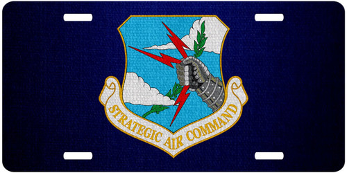 Premium Aluminum License Plate - U.S. Strategic Air Command, Obsolete Emblem Premium Aluminum License Plate - U.S. Strategic Air Command, Obsolete Emblem