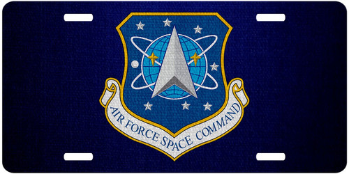 Premium Aluminum License Plate - U.S. Air Force Space Command (AFSPC), Emblem Premium Aluminum License Plate - U.S. Air Force Space Command (AFSPC), Emblem