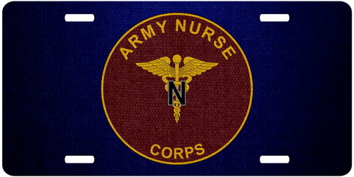 Premium Aluminum License Plate - U.S. Army Nurse Corps, Branch Plaque