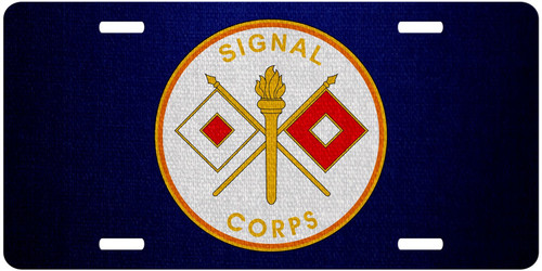 Premium Aluminum License Plate - U.S. Army Signal Corps, Branch Plaque