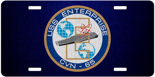 Premium Aluminum License Plate - U.S. Navy USS Enterprise (CVN-65), supercarrier Emblem (Crest)