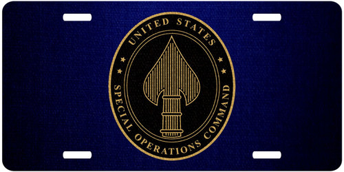 Premium Aluminum License Plate - U.S. Special Operations Command (SOCOM), Emblem Premium Aluminum License Plate - U.S. Special Operations Command (SOCOM), Emblem