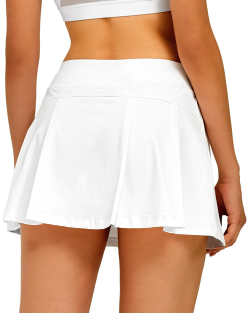 Stelle Women Tennis Skirt Golf Skorts Athletic High Waisted with Pockets Inner Shorts Sport Workout Pleated Pickleball(White-Nylon,S)