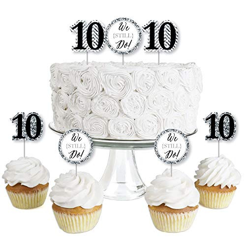 We Still Do - 10th Wedding Anniversary - Dessert Cupcake Toppers - Anniversary Party Clear Treat Picks - Set of 24