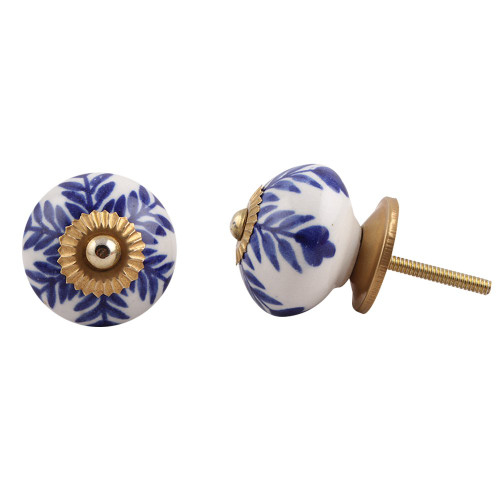 Indian Shelf 4 Pieces Cabinet Knobs for Bathroom | Leaf Drawer Knobs for Kids | Kids Dresser Knobs Blue | Knobs and Pulls Ceramic | Drawer Pulls for Kitchen Cabinets | Unique Door Knobs