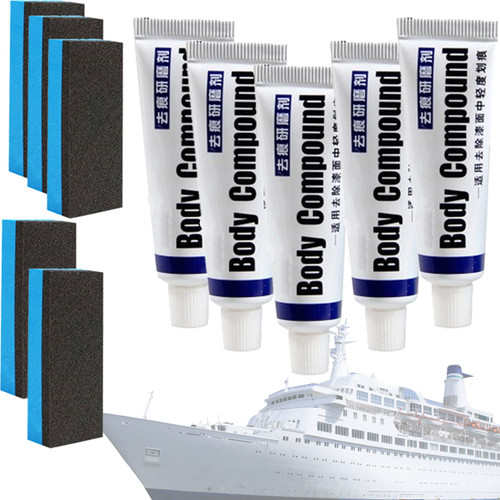 Shiny Boat Faded Gelcoat Restorer,Mite-Wood Gelcoat Restorer Gelcoat Repair Kit for Boats,Car Scratch Repair Polishing Wax Kit,Body Compound Car Scratch Remover,For Boat and Car Scratch Paint (5pcs)