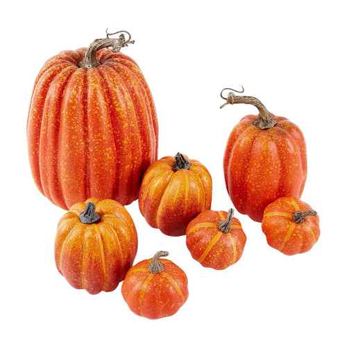 ECYC 7 Pcs Artificial Pumpkin, Fake Pumpkins Realistic Simulation Foam Pumpkins for Halloween Party Fall Autumn Thanksgiving Decoration