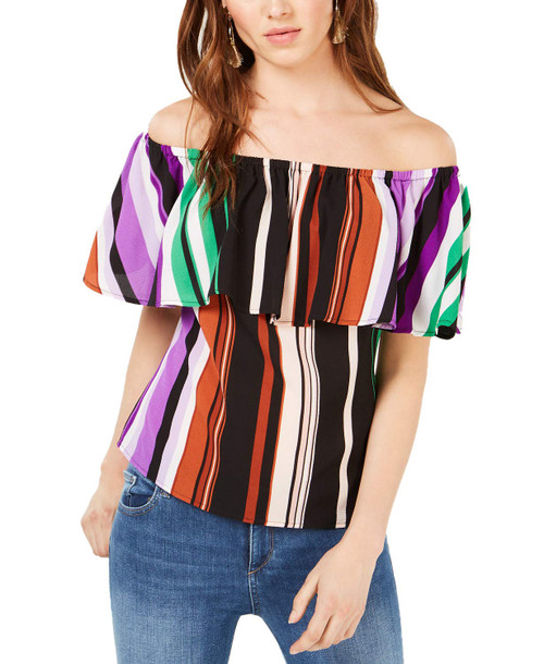 Bar III | Gypsy Dream Ruffle Off The Shoulder Top | Statement Stripe