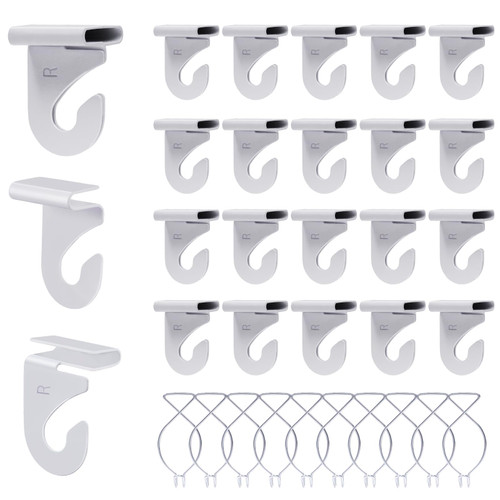 OALEN 60 Drop Ceiling Hooks for Classrooms & Offices, White Heavy Duty Ceiling Hooks for Hanging Plants & Decorations, Metal T-Bar Hooks for Suspended Drop Ceiling Tiles