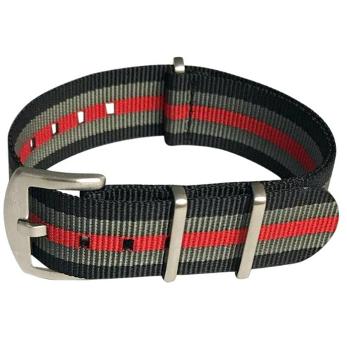 BluShark Original Premium Nylon Watch Strap - Stainless Steel Buckle with Multiple Sizes & Premium Styles, Replacement Watch Straps for Men & Women, Ballistic Military Waterproof, Bond Red 22mm