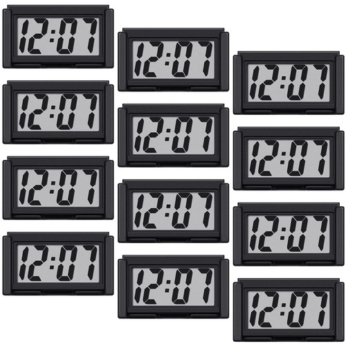 Frienda Mini Car Clock Car Dashboard Clock Auto Car Truck Dashboard Time Vehicle Electronic Digital Clock Self-Adhesive Bracket Digital Clock (12 Pieces)