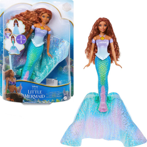 Mattel Disney The Little Mermaid Transforming Ariel Fashion Doll, Switch from Human to Mermaid, Toys Inspired by the Movie