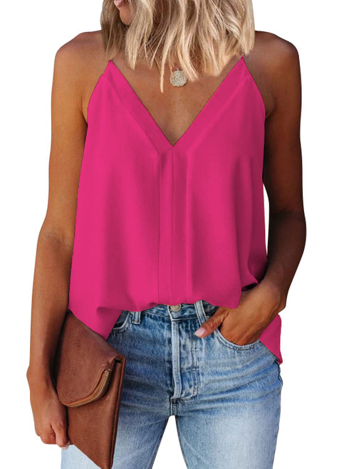 miduo Womens Tanks Tops Summer Fashion Casual V Neck Strappy Tanks Tops Cami Shirts Solid Flowy Tanks Tops Sleeveless Blouses Tops Hot Pink S miduo Womens Tanks Tops Summer Fashion Casual V Neck Strappy Tanks Tops Cami Shirts Solid Flowy Tanks Tops Sleeveless Blouses Tops Hot Pink S