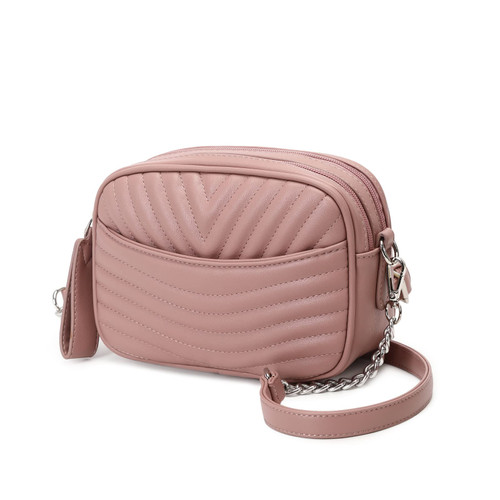 Crossbody Bags For Women, Small Quilted Purses Lightweight Camera Bag Stylish Double Zipper Shoulder Purse And Handbags Pink
