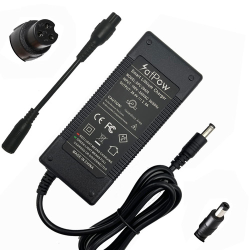 SafPow 29.4V 2A Charger Universal for 25.2V 25.9V 25.6V 24V Lithium Battery 2 Plugs in 1(8mm 3-Prong and 5.5mm DC connectors) SafPow 29.4V 2A Charger Universal for 25.2V 25.9V 25.6V 24V Lithium Battery 2 Plugs in 1(8mm 3-Prong and 5.5mm DC connectors)