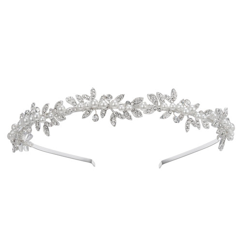 SWEETV Rhinestone Bridal Headband Silver Crystal Tiara for Women Pearl Wedding Headpieces for Bride Hair Accessories for Prom Birthday Party SWEETV Rhinestone Bridal Headband Silver Crystal Tiara for Women Pearl Wedding Headpieces for Bride Hair Accessories for Prom Birthday Party