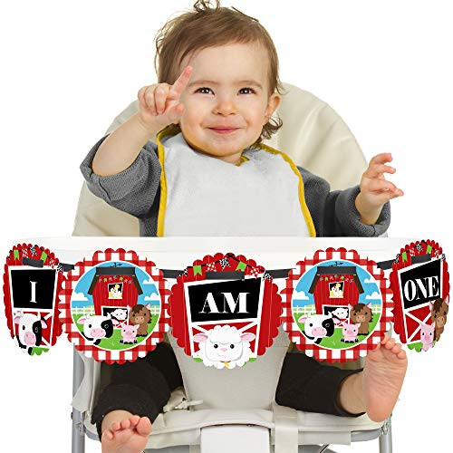 Big Dot of Happiness Farm Animals 1st Birthday - I Am One - First Birthday High Chair Banner Big Dot of Happiness Farm Animals 1st Birthday - I Am One - First Birthday High Chair Banner