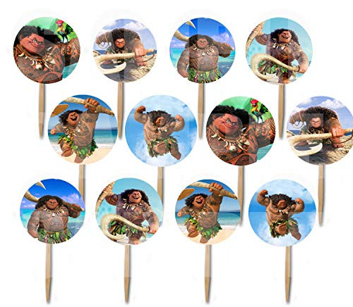 Maui from Moana Cupcake Picks Double-sided Images Cake Topper -12 pcs Demigod
