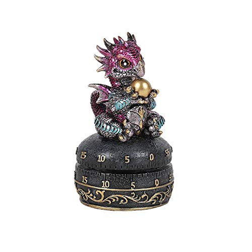 Pacific Giftware Fantasy Guardian Purple Dragon with Egg Mechanical Kitchen Timer Functional Decorative Figurine Statue