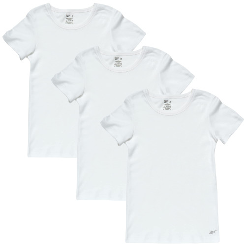 Reebok Girls' Undershirt - Soft Breathable Basic Crew Neck Shirt (3 Pack), Size 2T, White