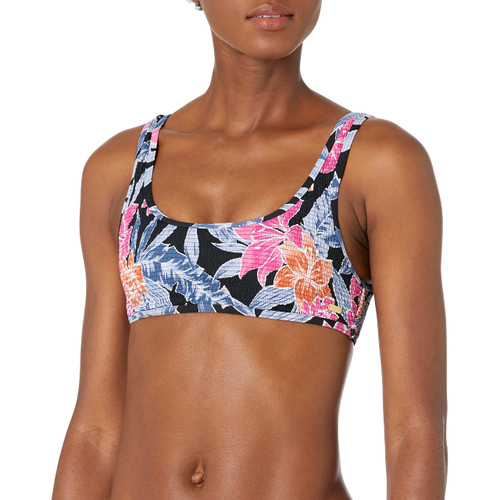 Roxy womens Tropical Oasis Smocked Bralette Bikini Top, Anthracite Tropical Oasis 214, X-Small US