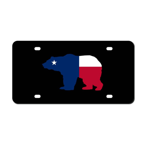 Texas Flag Bear Car Front License Plate Aluminum Rust-Proof Plates Tag Decorative for Men Women