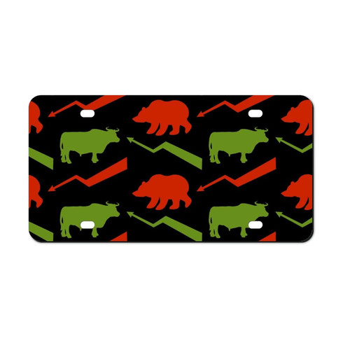 Bulls And Bears Traders Car Front License Plate Aluminum Rust-Proof Plates Tag Decorative for Men Women