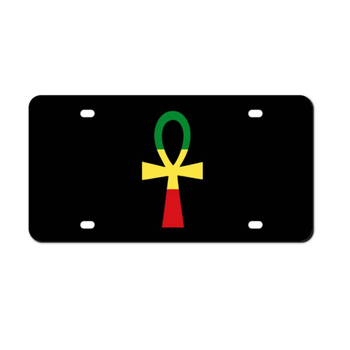 Rasta Ankh Rastafarian Egyptian Car Front License Plate Aluminum Rust-Proof Plates Tag Decorative for Men Women